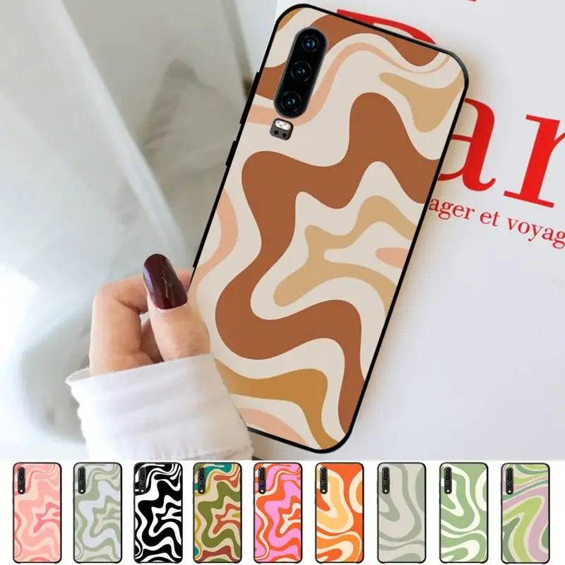 

Liquid Swirl Abstract Pattern in Beige Sage Green Phone Case for Huawei P30 40 20 10 8 9 lite pro plus Psmart2019