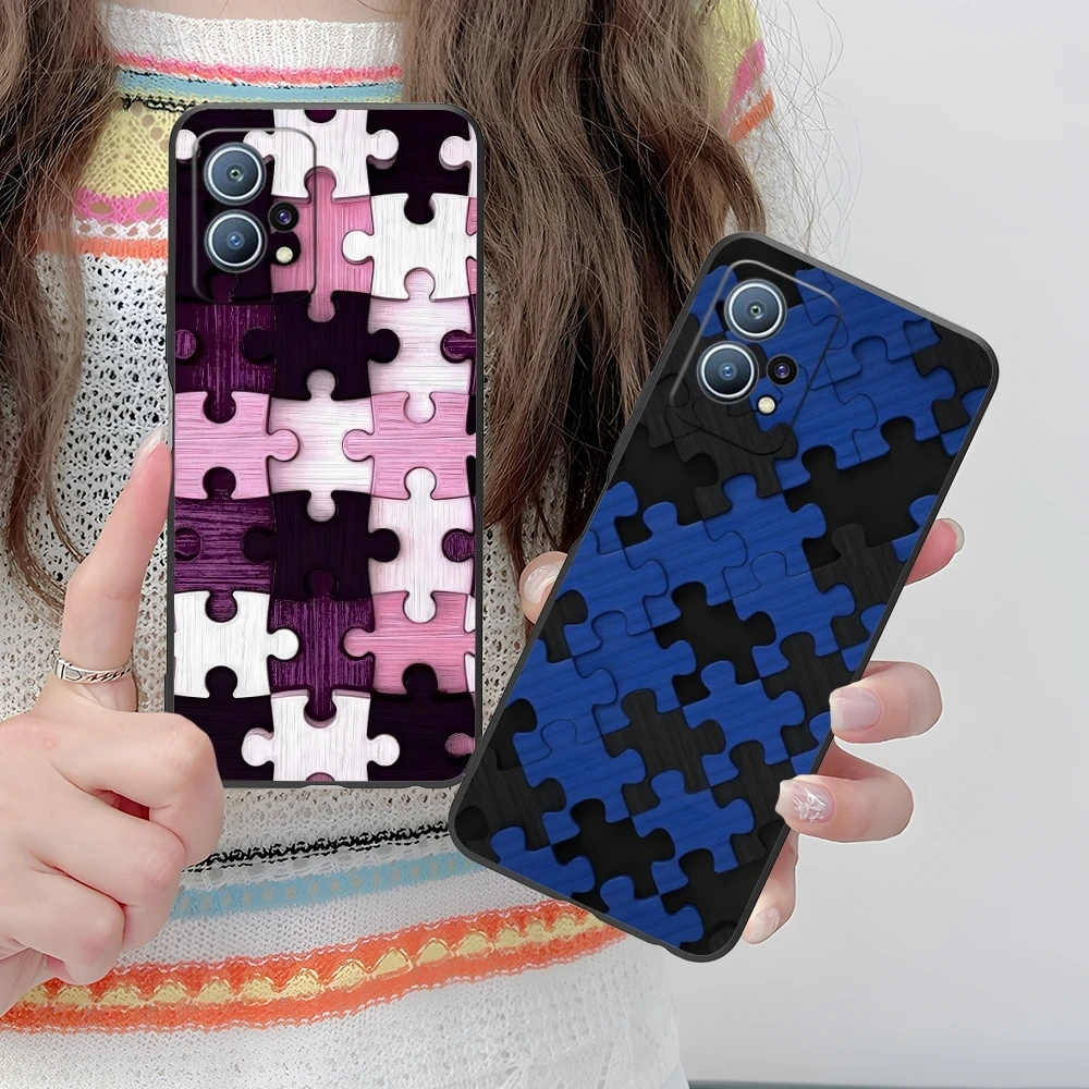 Puzzle Fashion Pretty Mobile Cell Phone Case for Huawei P60 P50 P40 P30 P20 P10 P9 P8 Pro Lite Plus Black Soft Cover Shell