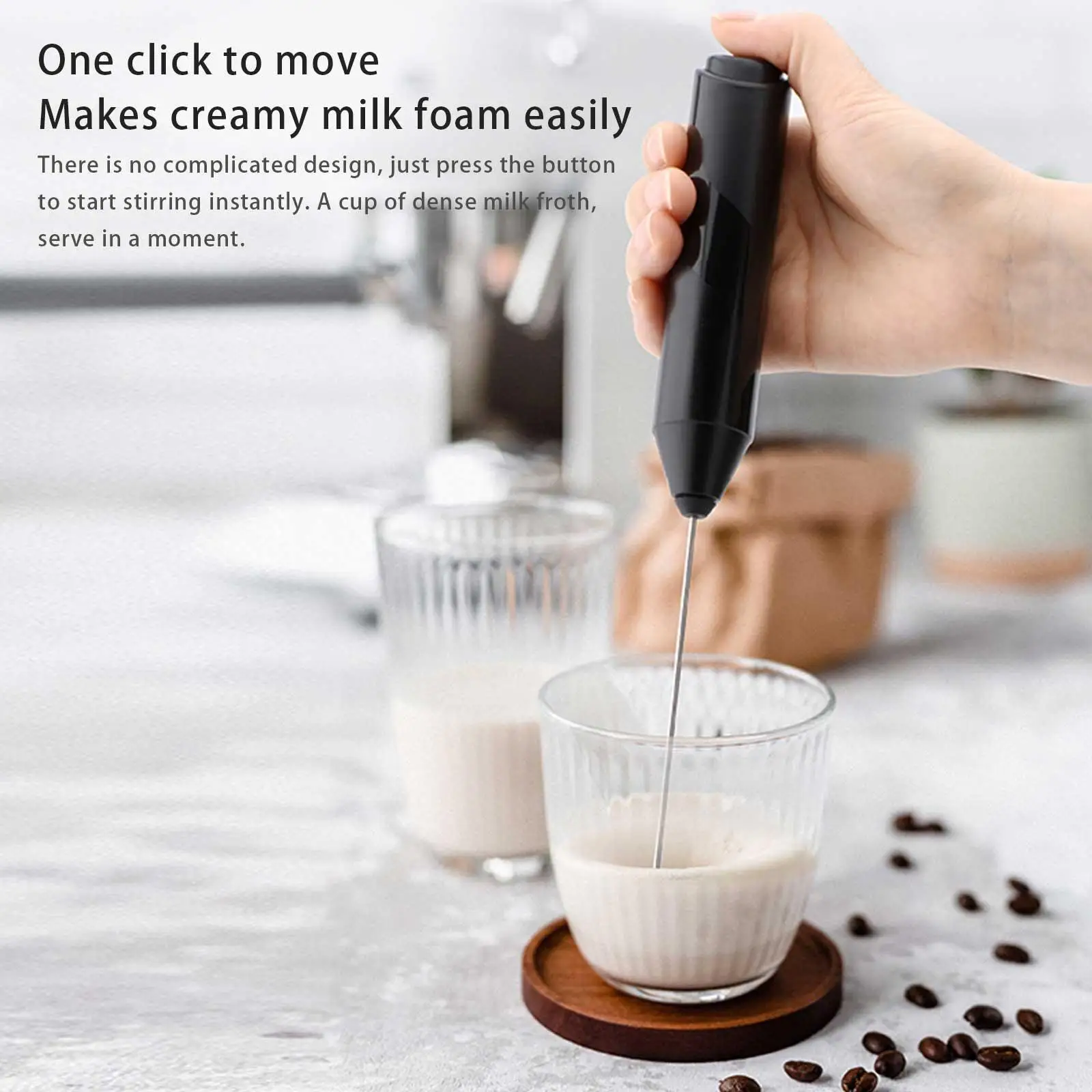 

Milk Frother Handheld Cappuccino Maker Coffee Foamer Egg Beater Chocolate Stirrer Mini Portable Food Blender Kitchen Whisk Tool