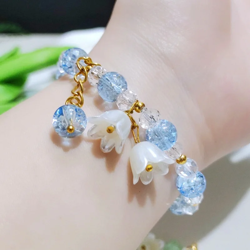 Браслет со стеклянными бусинами в виде попкорна