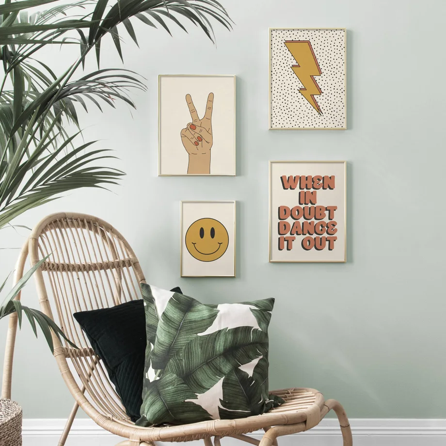 Цветной модный постер в стиле бохо с розовым светом художественный принт Simley