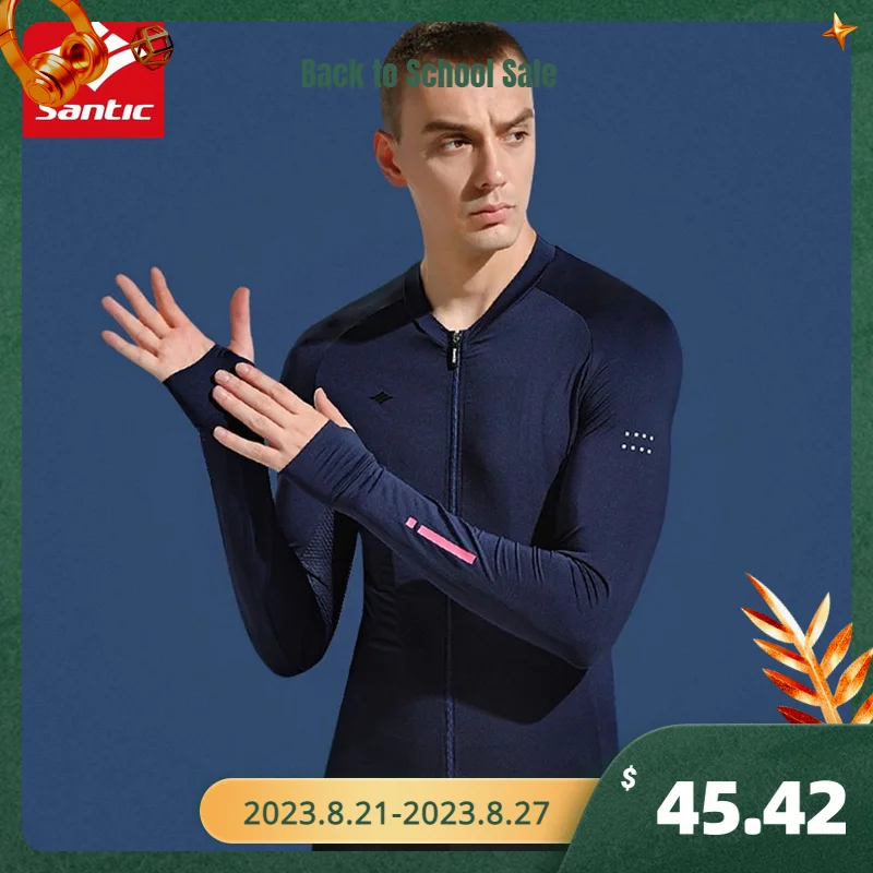 

Santic Men Cycling Jersey Long Sleeves Spring Autumn Sun-protective sunscreen Road Bike MTB Jerseys bike Shirts Sportswear