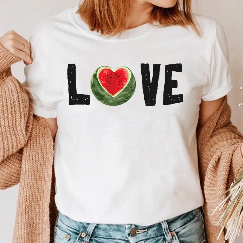 

Print Tee Short Sleeve Watermelon Sweet Fruit Ladies Clothing Clothes Summer T-shirt Women Cartoon Graphic T Shirt Female Top