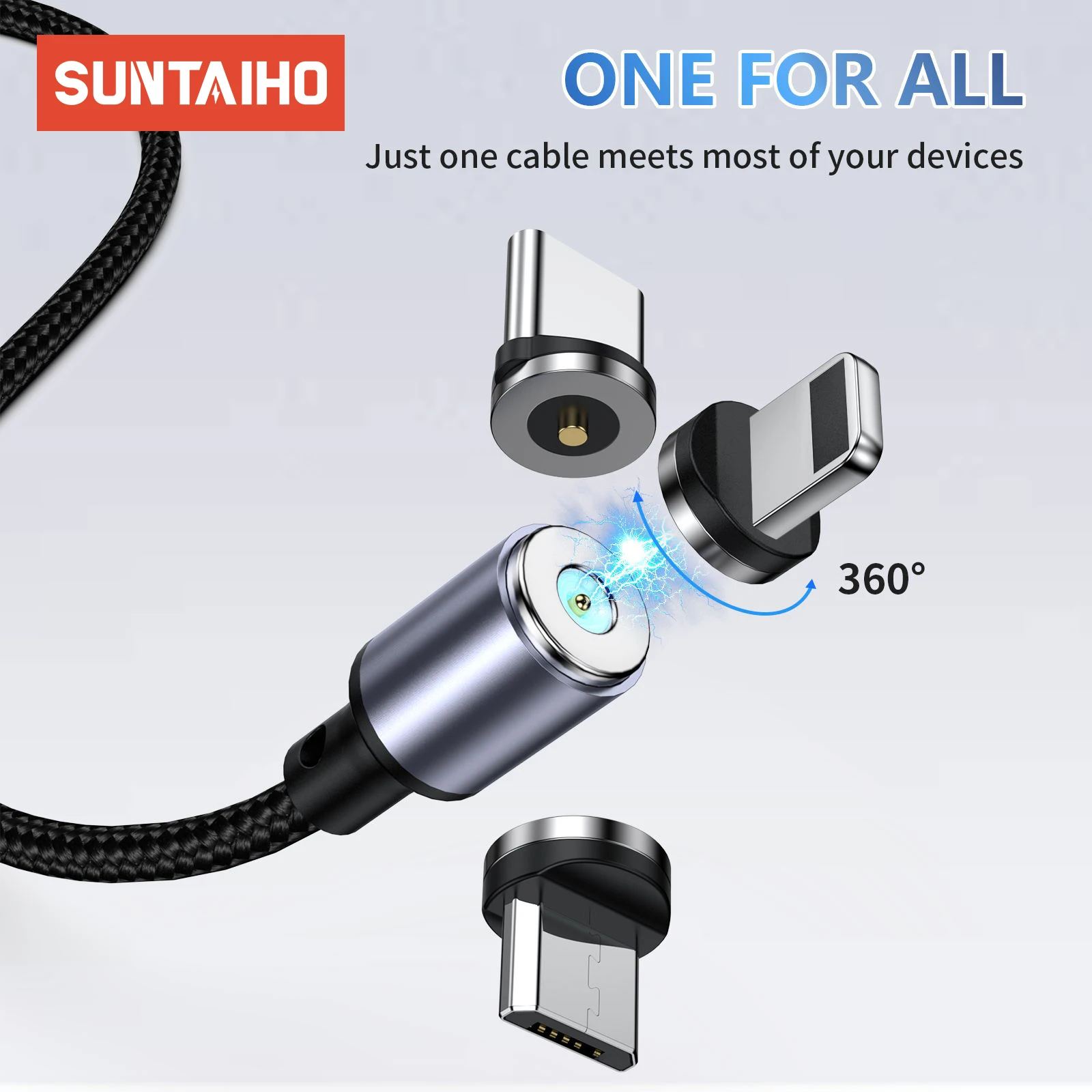 

540 Rotate Magnetic USB Cable Micro USB Type C Cable 2A Charging cable For iphone 14 13 Samsung Xiaomi Huawei moble phone Cable