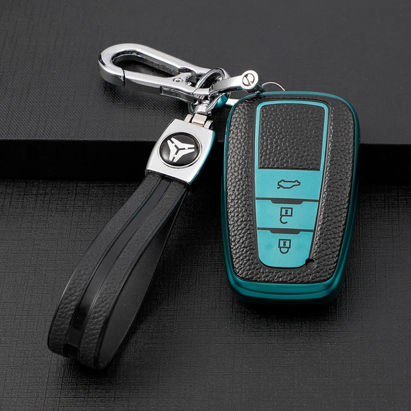 

TPU Leahter Car Smart Key Case Protective Cover Shell Holder Keychain for Toyota Prius Camry Corolla C-HR CHR RAV4 Prado
