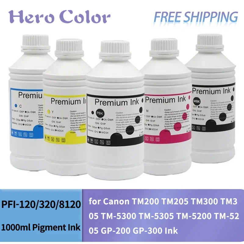 Пигментные чернила PFI-120 1 л для Canon TM200 TM205 TM300 TM305 TM-5300 TM-5305 TM-5200 TM-5205 GP-200 GP-300 PFI-320 PFI-8120