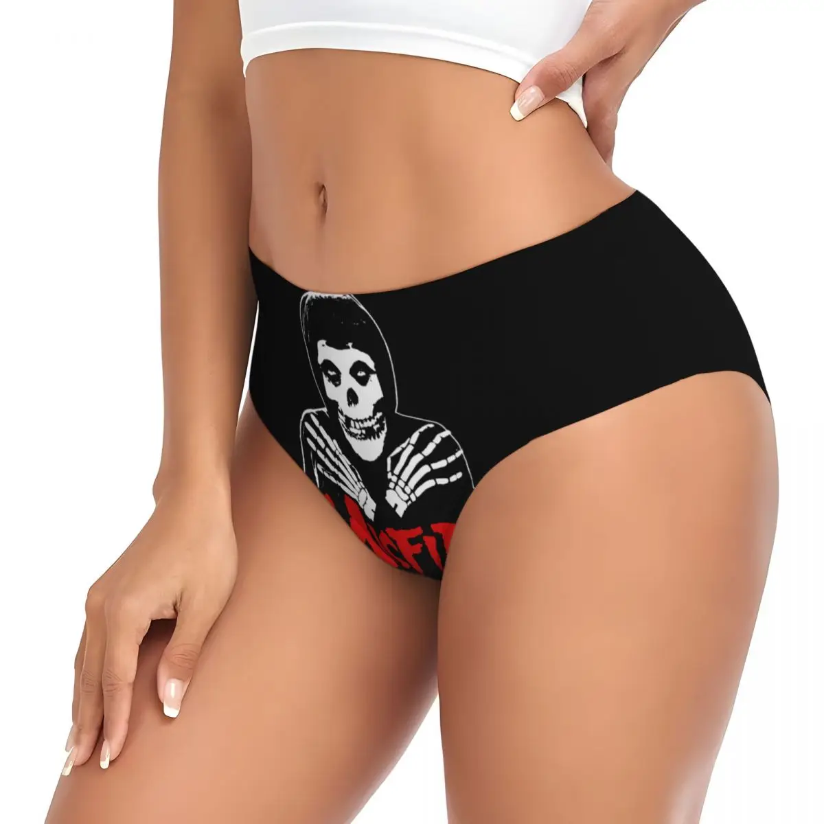 Фото Женские трусики Custom Misfits Horror Punk Rock Band: дышащие, эластичные, для подарка на День святого Валентина №3