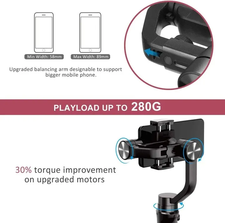 H4 Mobile Phone Stabilizer 3-Axis Handheld Stabilizer Gimbal Smartphone Anti-shake Selfie Stick enlarge