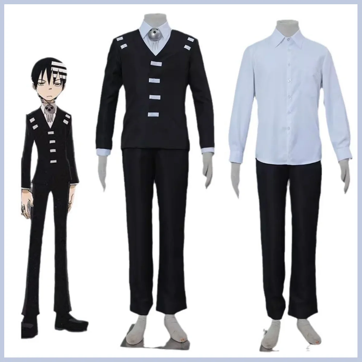 Парик для косплея по мотивам аниме Пожиратель души черный топ с принтом пальто