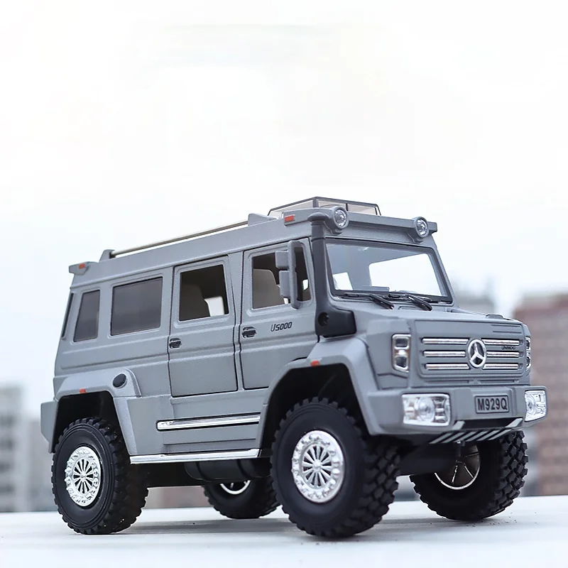 

Модель автомобиля из сплава Benzs Unimog в масштабе 1:24, Литые металлические внедорожники, модель автомобиля, Коллекционная модель имитации со звуком светильник, детская игрушка в подарок