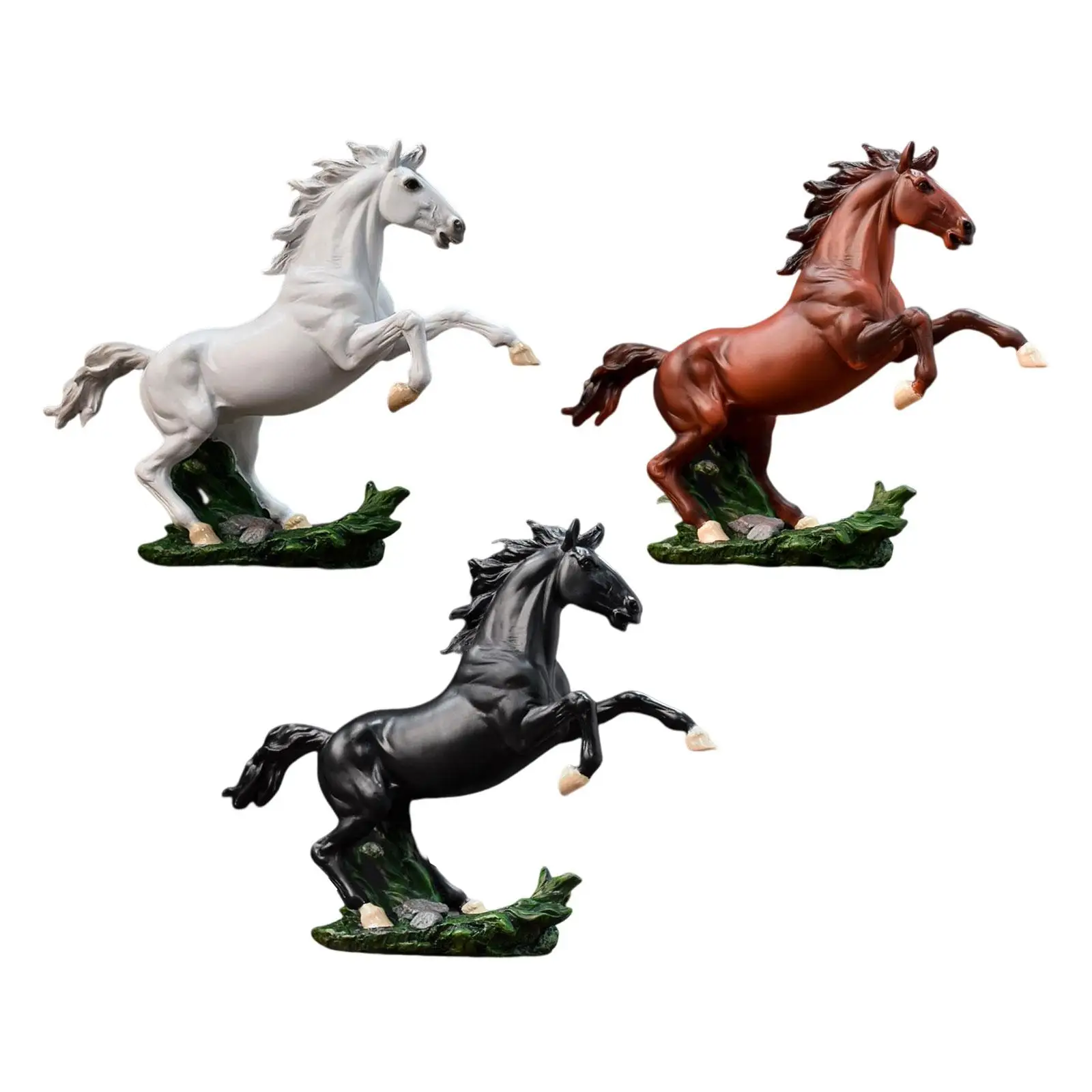 

Standing Horse Resin Statue Rearing Horse Figurine Decorative Sculpture Housewarming Gift Crafts for Home Office Tabletop Desk