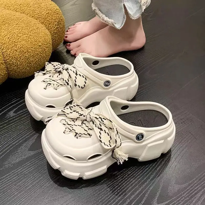 

2023 New Baotou Fashion Thick Sole Womens Slippers Non-slip Casual Slippers Outside The Shoes Are A Size Too Small Free Shipping