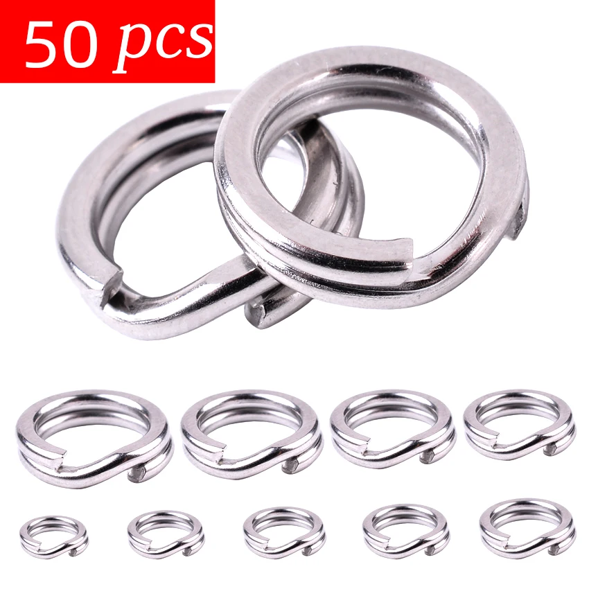

50pcs Stainless Steel Split Ring Diameter 3/4/5/6/7/8/9mm Heavy Duty Fishing Double Ring Connector Fishing Accessories