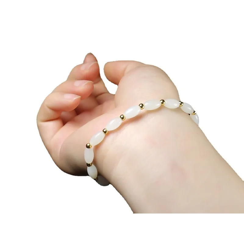 Натуральный белый нефритовый браслет Hetian Модный Универсальный Мужской и женский