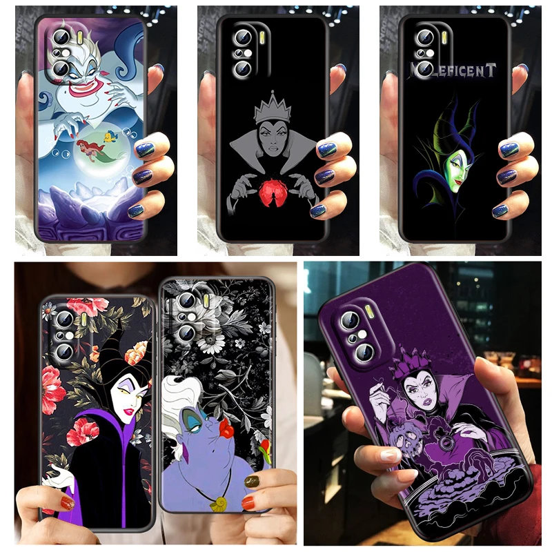 

Queen Maleficent Ursula Phone Case For Xiaomi Redmi K50 K40 Gaming 10 10C 9AT 9A 9C 9T 8 7A 6A 5 4X Fundas Black TPU Cover