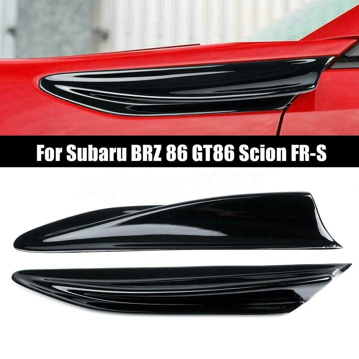 Car Side Fender Fin Vents Cover Decoration Trim for Subaru BRZ Toyota 86 GT86 Scion FR-S Glossy Black
