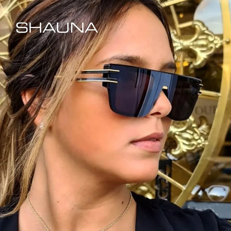 

Женские и мужские квадратные очки SHAUNA, солнцезащитные очки в стиле ретро с градиентными линзами и заклепками, UV400