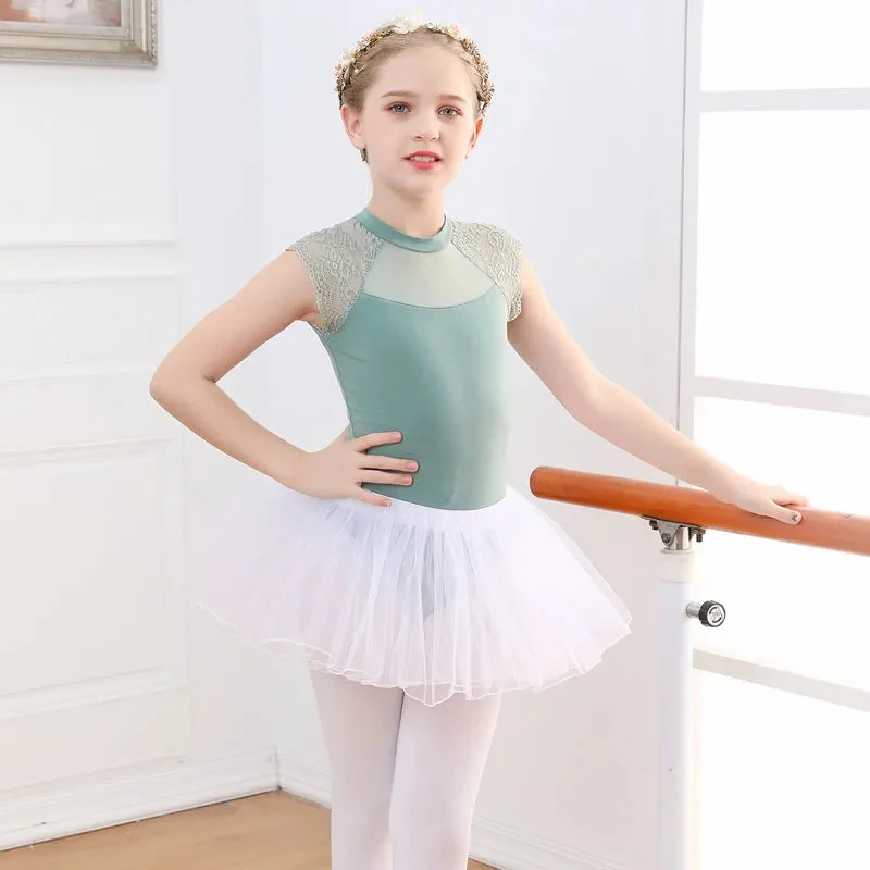dance skirt Ballet leotard dress tutus for kids girls ladies Outfit Costumes gymnastics Dancewear Bodysuit Short Sleeve Black