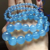 natural blue aquamarine clear beads necklace clear round beads woman men 6 15mm aquamarine crystal woman healing aaaaaa