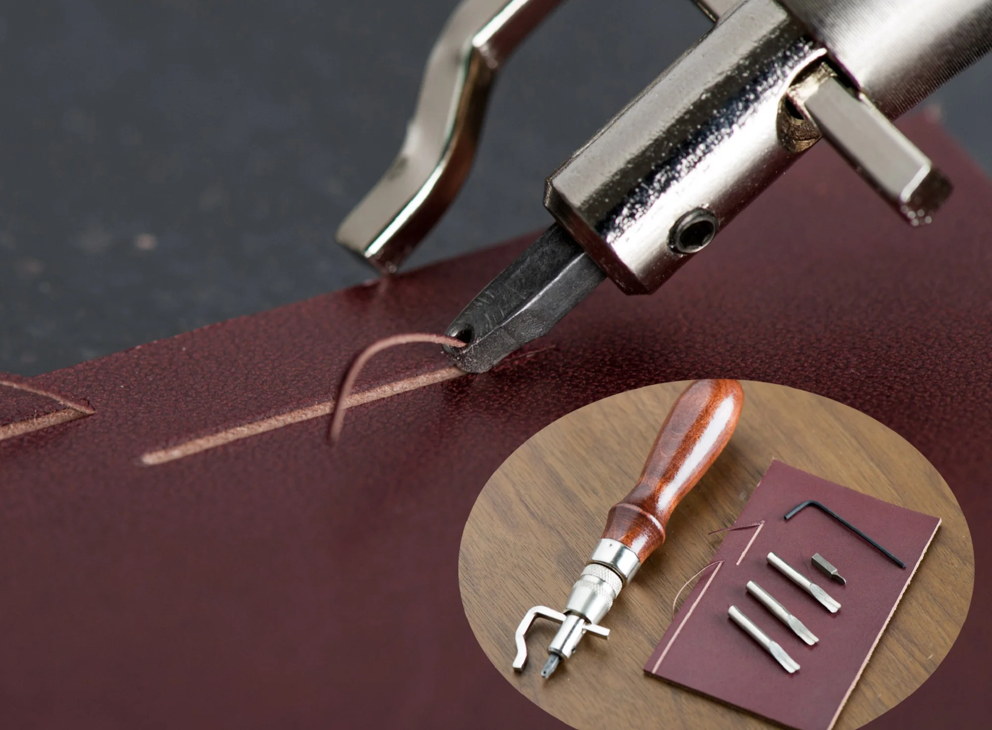 

Leathercraft 5 in 1 Groove Tool Adjustable Leather Edge Stitching Groover Scribing Creaser DIY Leather Tool