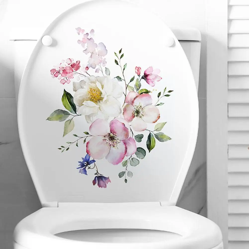 

Bathroom Toilet Stickers Modern Minimalist Flowers Pattern Self-adhesive Paintings For Bathroom Decorations 10.6*8.4inch S5G5
