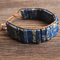 natural bracelet 4x13mm lapis lazuli emperor stone rectangular pillar braided bracelet bangle for diy jewelry amulet accessories