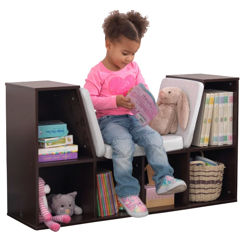 

Bookcase with Reading Nook, 6 Shelves, Espresso bookshelf kids book rack storage