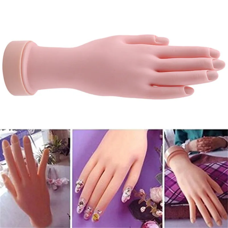 1Pcs Flexible Soft Plastic Flectional Mannequin Model Painting Practice Tool Nail Art Fake Hand For Training Nail Art Tool Makeu