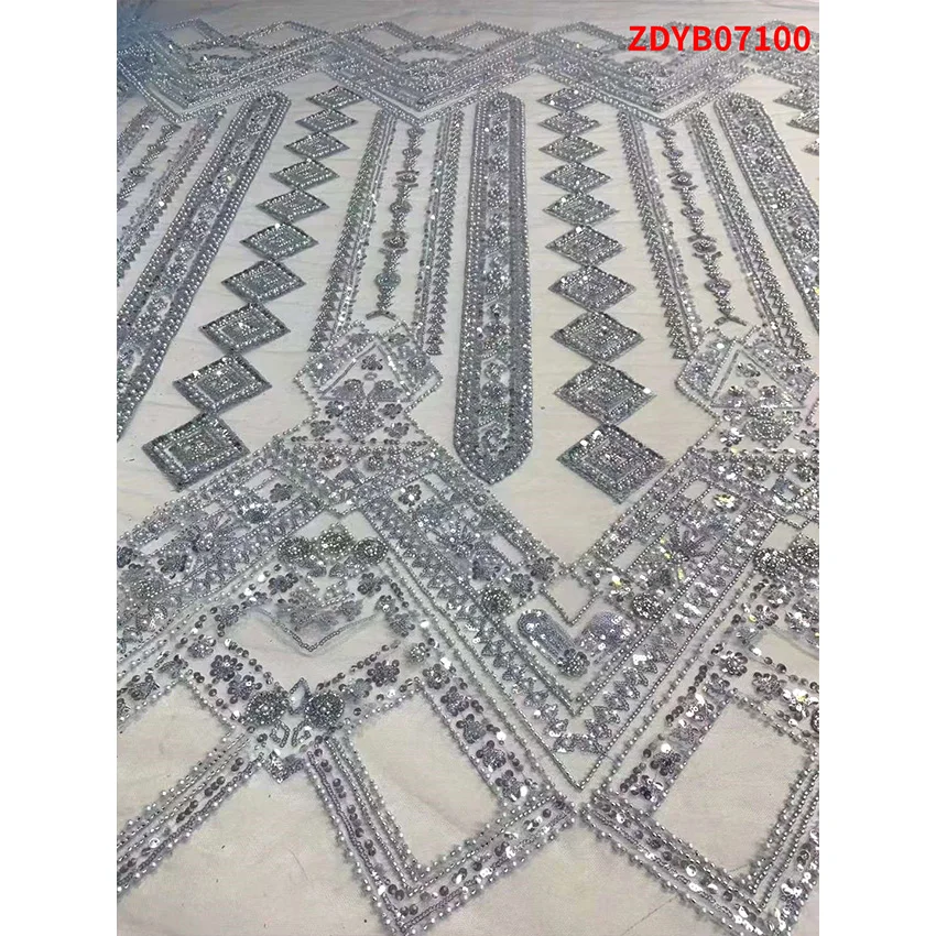 

African Apparel Beaded embroidery Sequin Tulle Net Eco-Friendly Cloth ZDYP13060