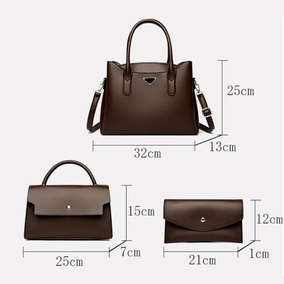 Набор из 3 предметов винтажная женская сумка-тоут высококачественные кожаные