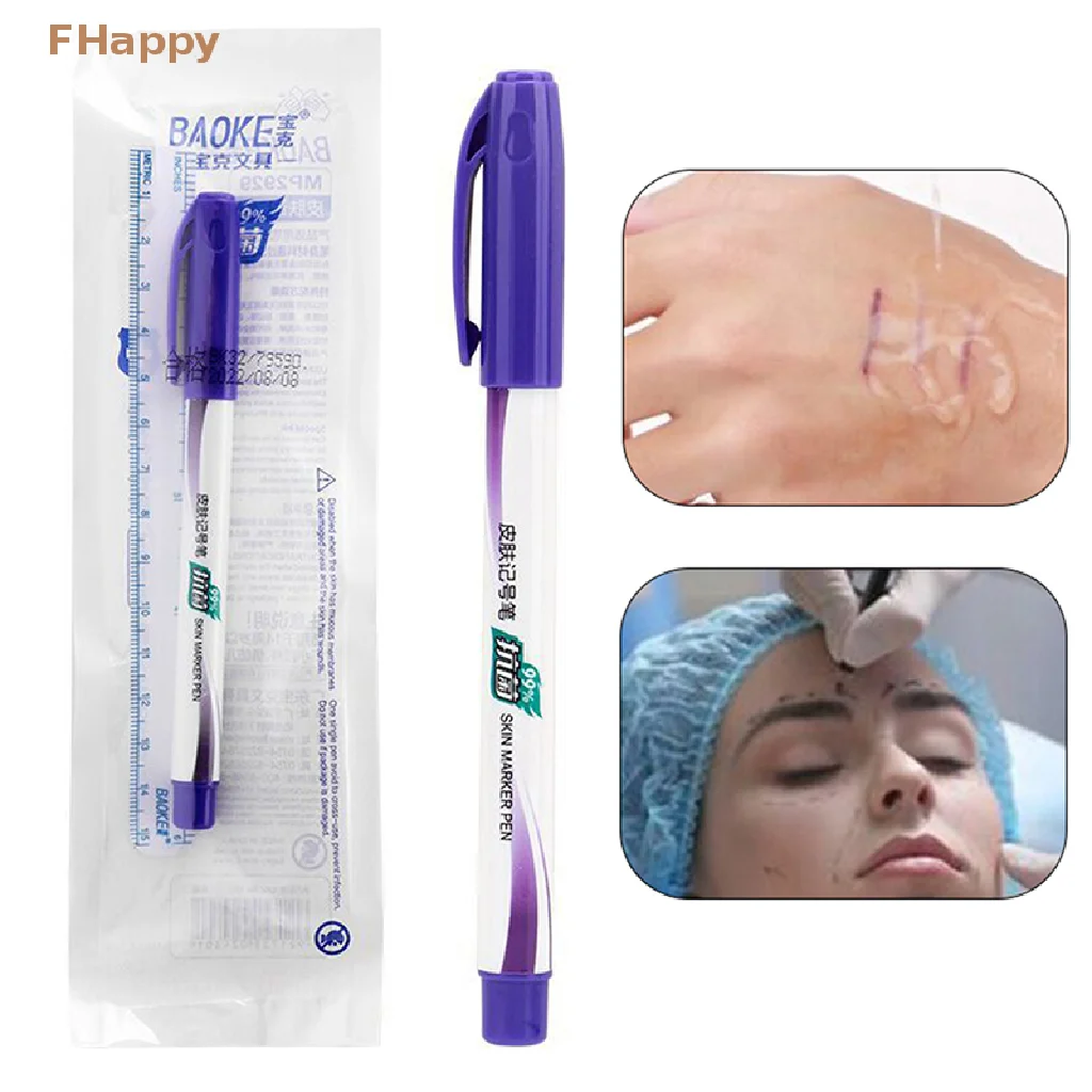 

Surgical Skin Marker for Eyebrow Skin Marker Pen Tattoo Skin Marker Measure Measuring Ruler Set