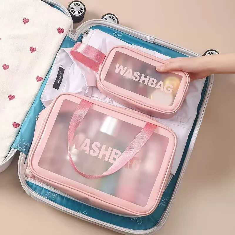 Портативная дорожная сумка для мытья большой емкости женский прозрачный