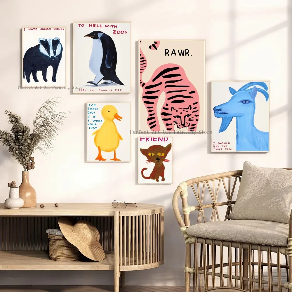 Современные абстрактные животные Тигр Пингвин утка Осьминог фотобумага ПЕЧАТЬ