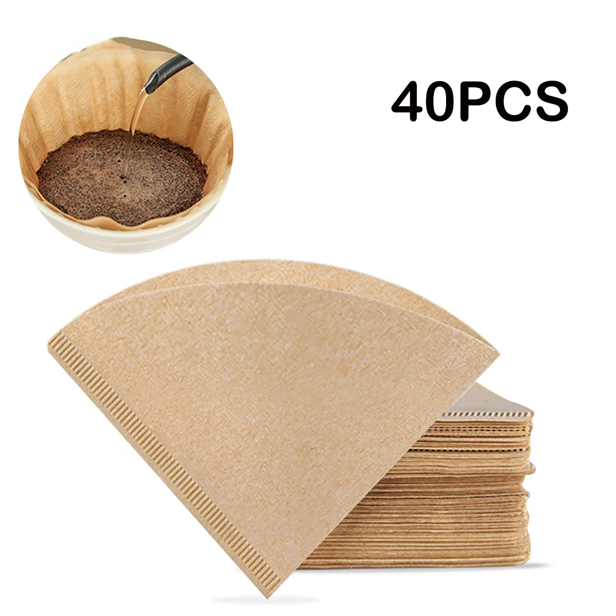 40 шт. конусная бумага для фильтрации кофе натуральная одноразовая фотобумага