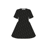 nigo girls black velvet letter print flared dress 3 14 years old childrens wear nigo32547