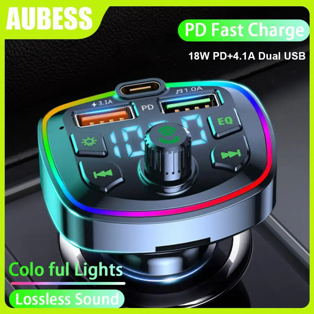 

Pd 18w Type-c Car 5.0 Charger Hands-free Fast Charging Fm Transmitter Dual Usb Car Accessories Lossless Music