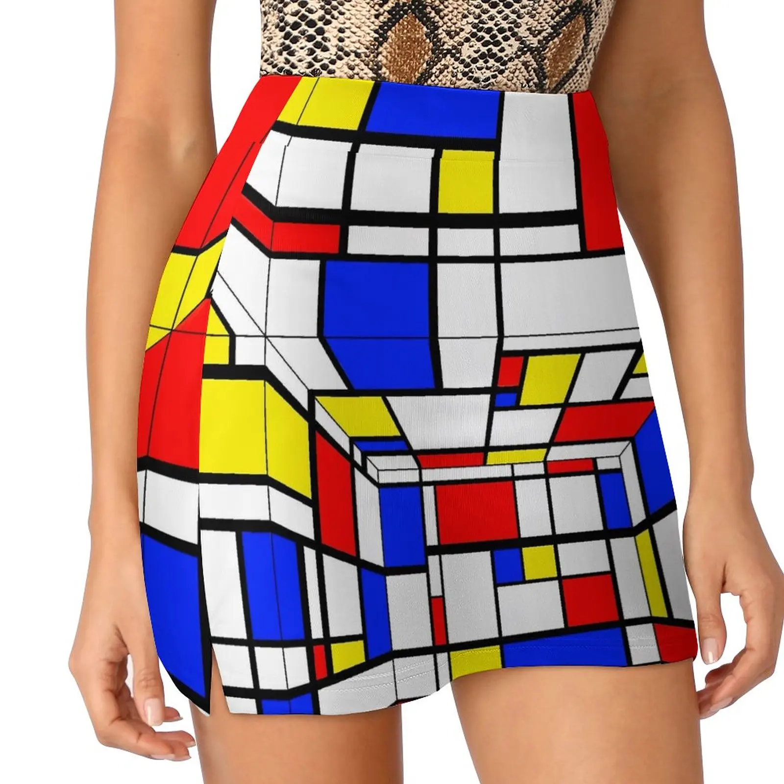 

De Stijl Cube Skirt Colorful Geometric Kawaii Mini Skirts Summer High Waist Custom Korean Fashion Casual Skirt Big Size 3XL 4XL