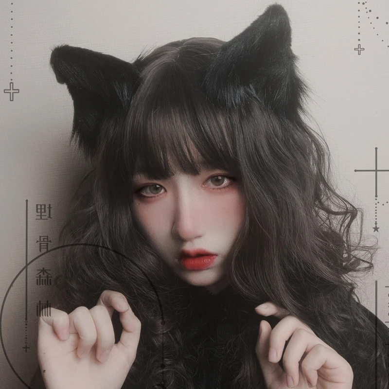 

Готические кошачьи уши аниме Лолита аксессуары для волос уши косплей Kawaii парик головной убор Kawaii аксессуары ручная работа головной ободок