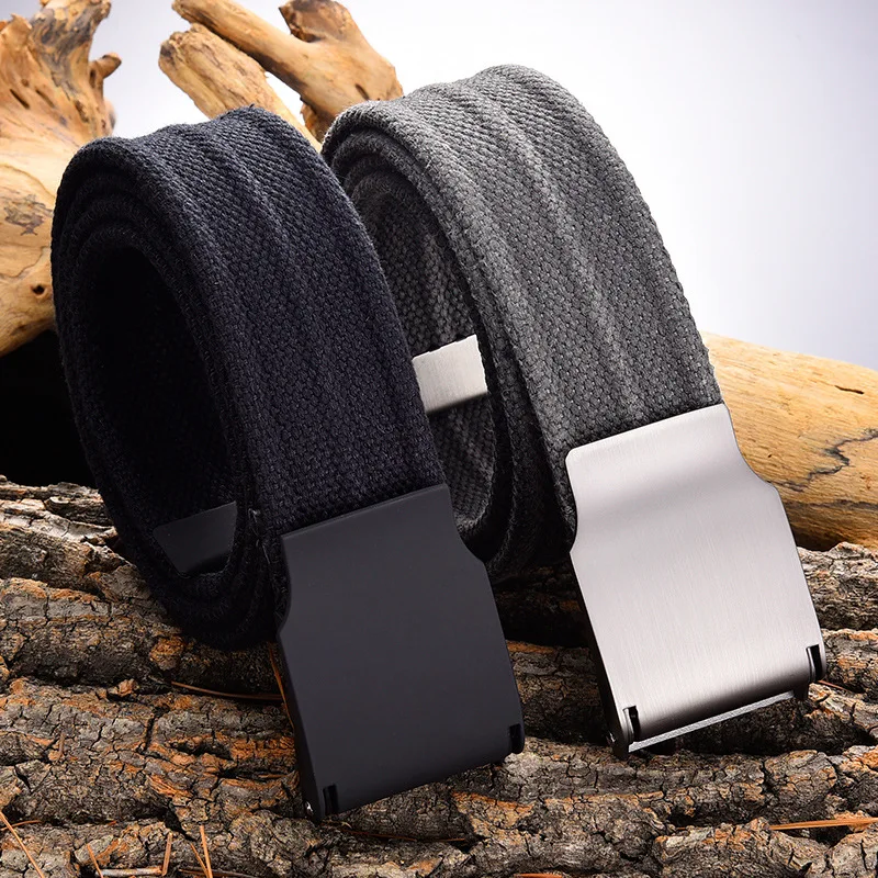 Luxury Designer Canvas Belt For Men's Snap Button Cotton Outdoor Sports And Leisure Jeans Belt 2023 New Unisex Woven Belts