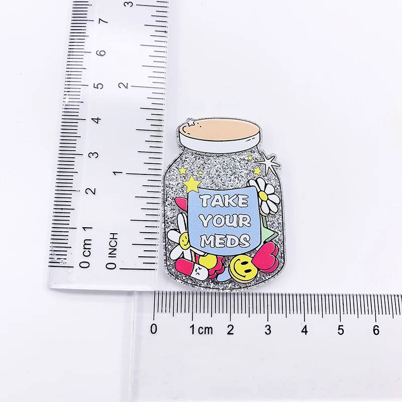 1 шт. блестящие акриловые медицинские флаконы-подвески для самостоятельного