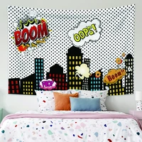cartoon superhero city wall hanging aesthetic room decor bedroom decoration chambre boho tapestry funny background tapestise