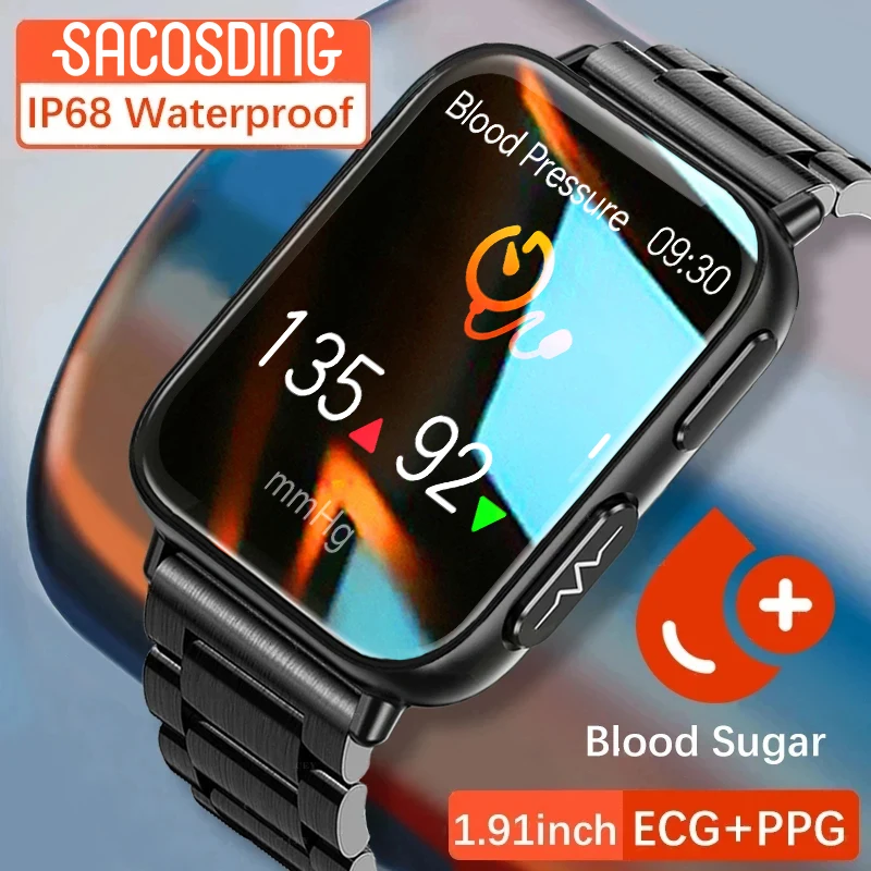 

2023 New Noninvasive Blood Sugar ECG+PPG Smart Watch Men Heart Rate Blood Oxygen Health Smartwatch Women Waterproof Sports Watch