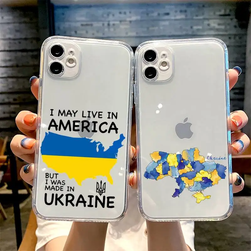 

Ukraine Flag Phone Case For iphone 13 12 11 8 7 plus mini x xs xr pro max Transparent soft