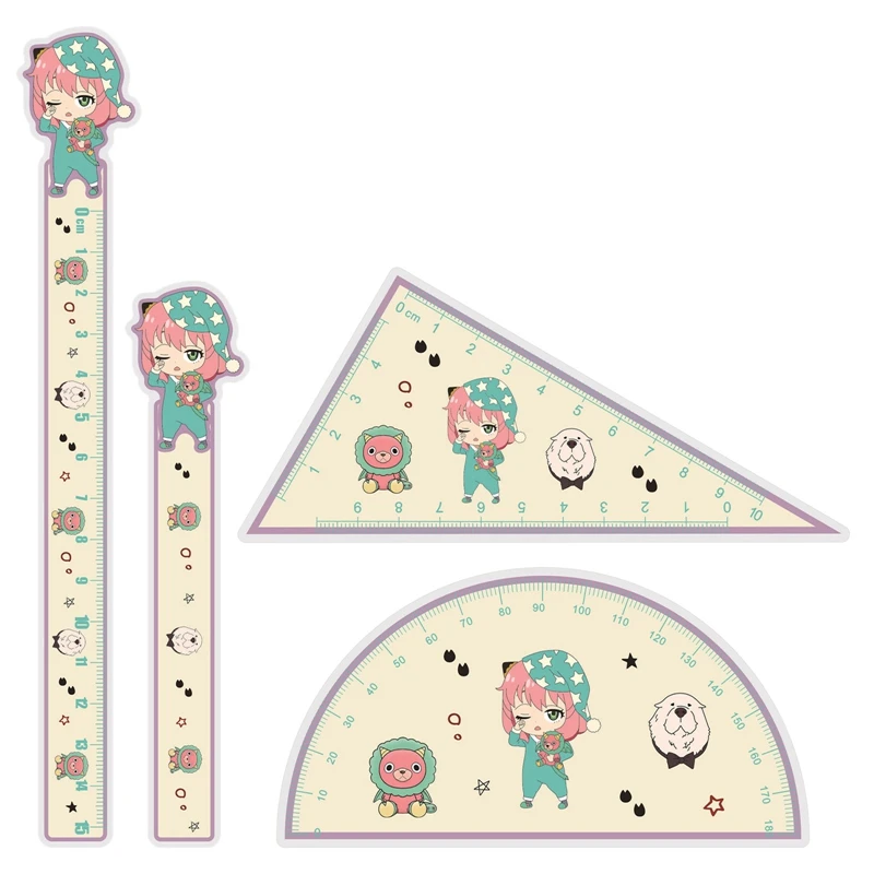 

Anime SPY×FAMILY Measuring Ruler Set Figures Straighter Triangular Ruler Cosplay Scale Students Cartoon Measure Stationery Gift
