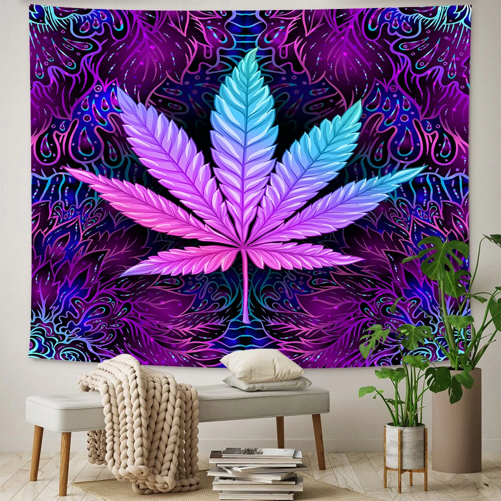 

Psychedelic Maple Leaf Tapestry Wall Hanging Tapiz Boho Mandala Tapestries Wall Cloth Backdrop Carpet Curtain Ceiling Home Decor