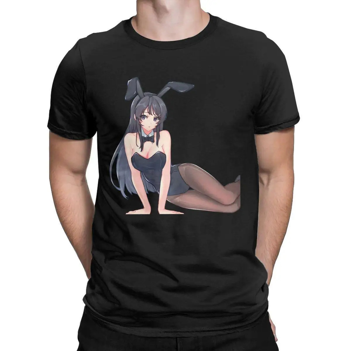 Mai Sakurajima Anime Girl T Shirt for Men 100% Cotton Novelty T-Shirts O Neck Tee Shirt Short Sleeve Clothes Graphic Printed