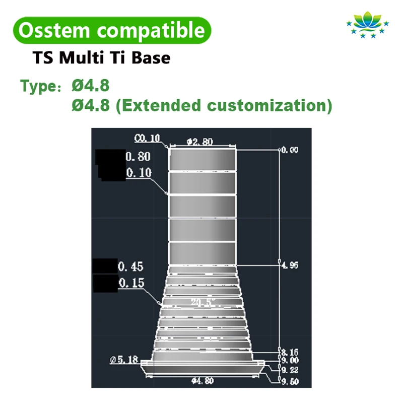 Фото Многофункциональный титановый базовый аббат Osstem CAD/CAM, класс 5, высокая точность восстановления имплантатов Ti-Base для стоматологических клиник и лабораторий №3