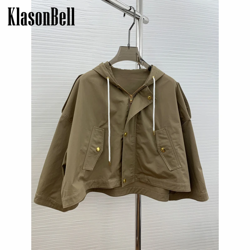 

9,28 KlasonBell модная женская Свободная короткая куртка на молнии с капюшоном