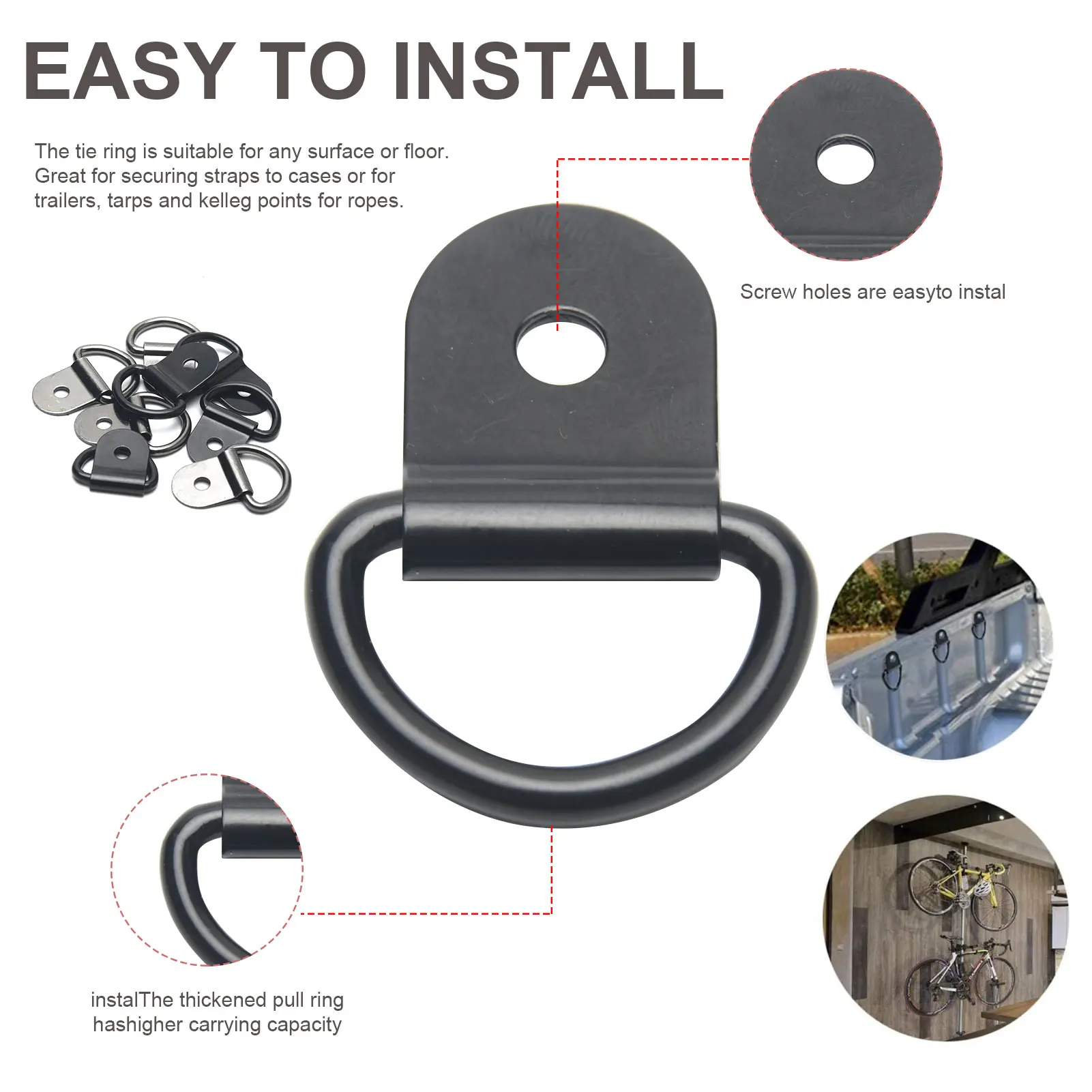 

30pcs Practical Easy Install Load On Case For Trailer RV Boat Stainless Steel Tie Down Kelleg Lashing D Ring Anti Rust Hardware