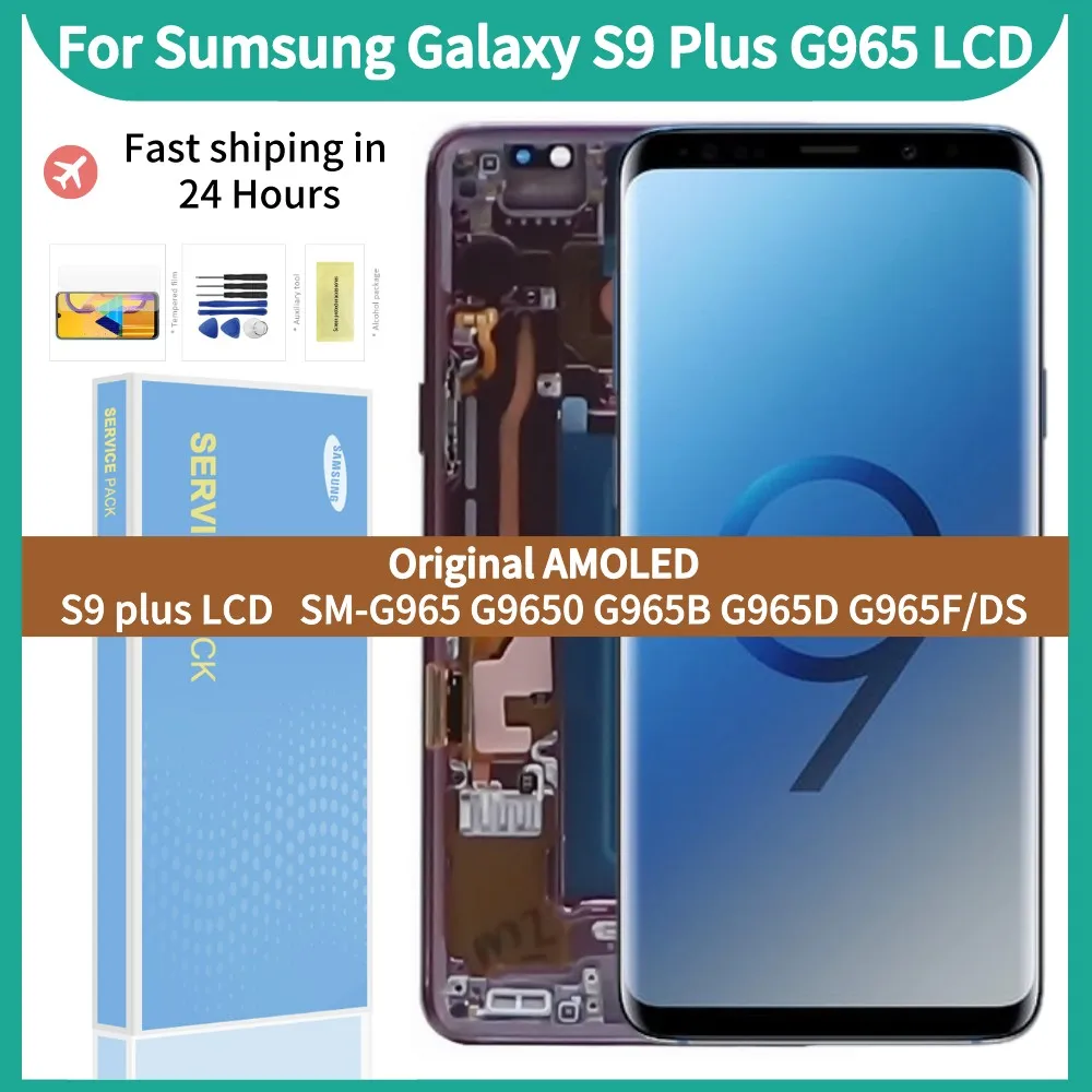 Original 6.2''AMOLED LCD For Samsung Galaxy S9 plus Display With Black Frame SM-G965 G965FD LCD Touch Screen Digitizer Assembly